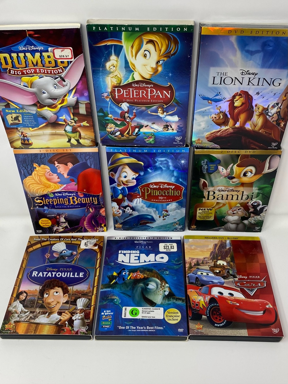 Disney DVD Lot of 9 with Slipcovers